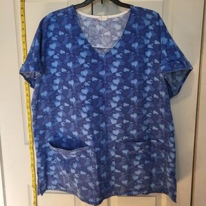 Tafford royal water color hearts scrub top size XL